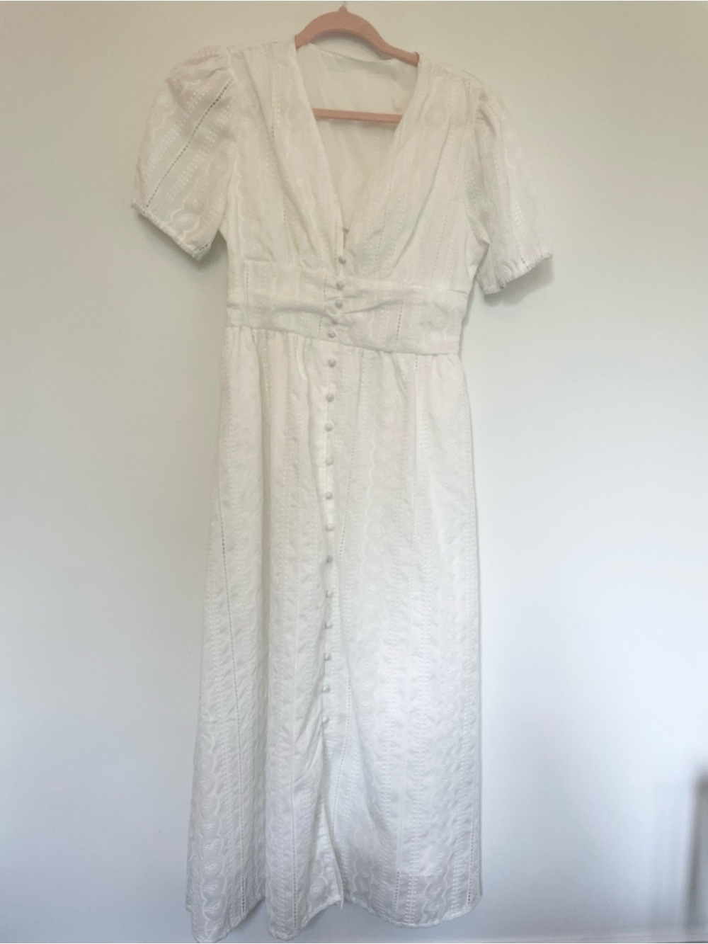 SHEIN White Lace Button-Front Maxi Dress